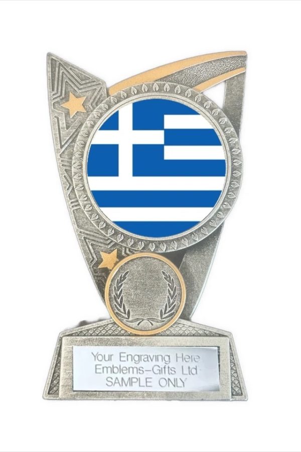 Greece National Flag Award (TR21) 125mm Resin Trophy Engraved Free